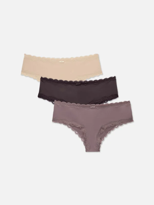 Primark 3-Pack Lace Trim Microfiber Hipster Briefs Fig Best Sale