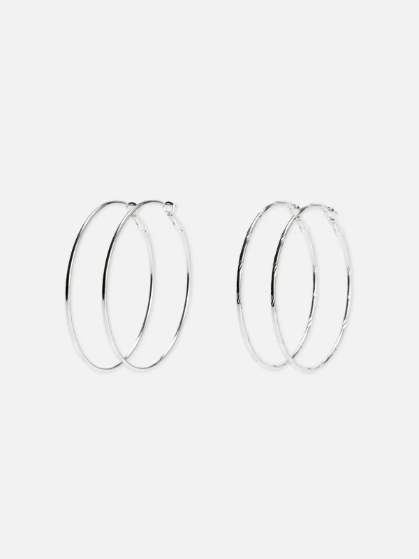 Primark 2-Pack Large Hoop Earrings White Shop