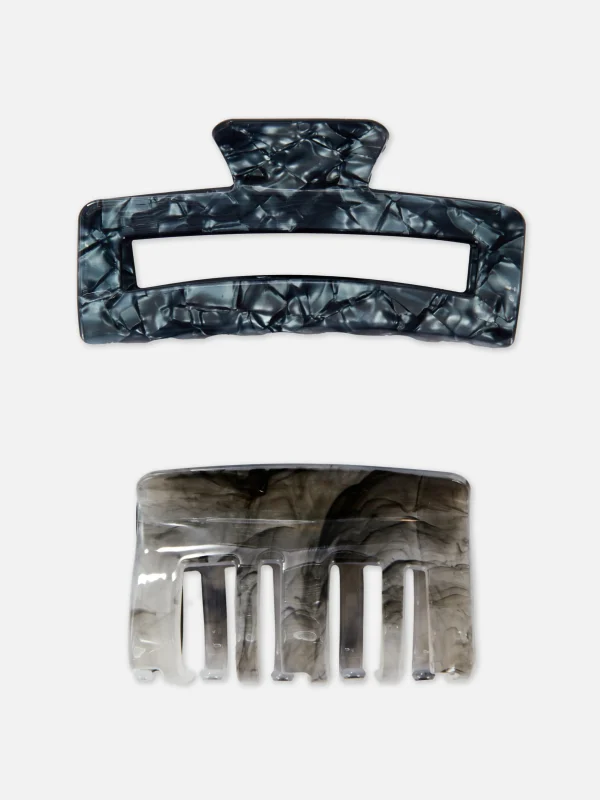 Primark 2-Pack Marble Claw Clips Gray Store