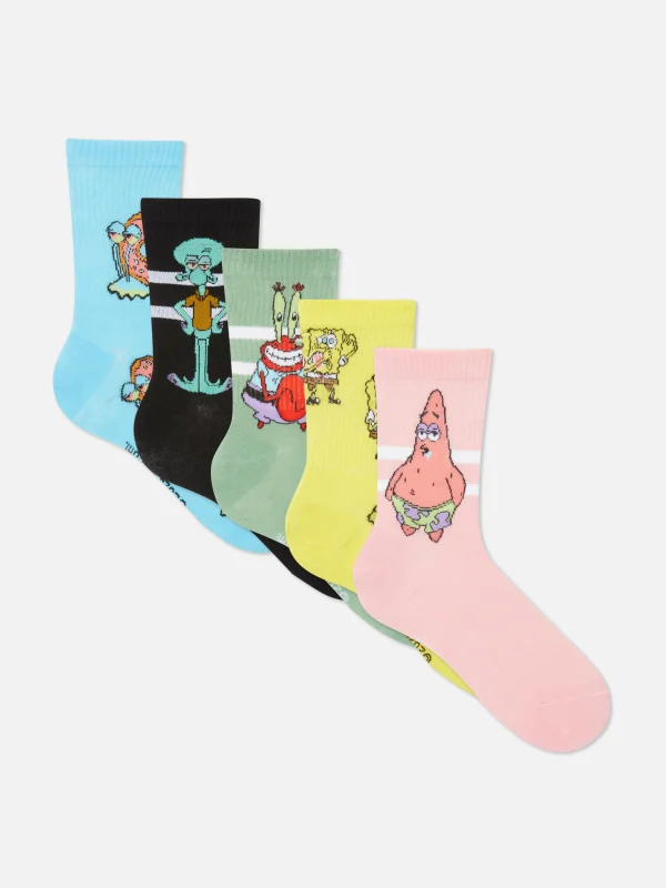 Primark 5-Pack Men's SpongeBob SquarePants Socks Multi Hot
