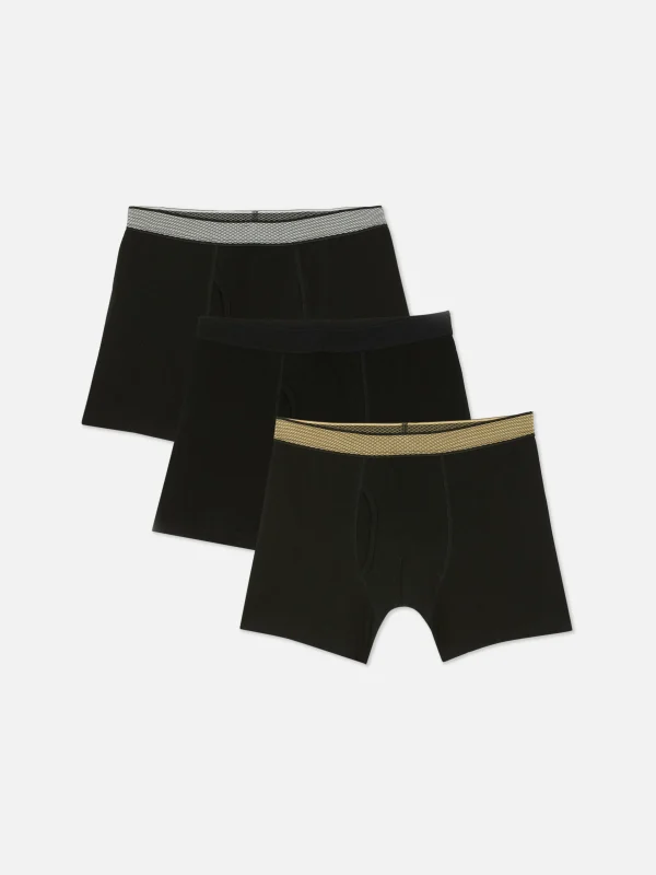 Primark 3-Pack Metallic Waistband Boxer Briefs Black Best Sale