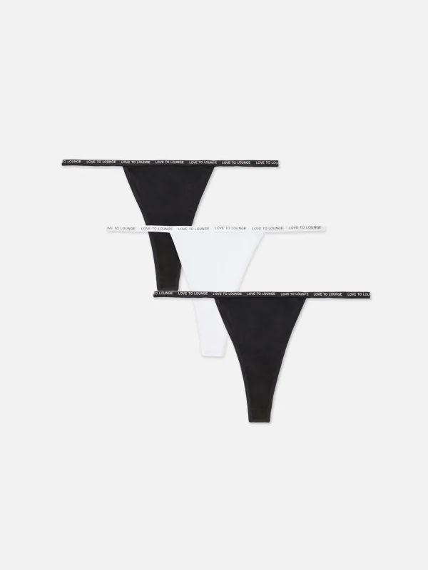 Primark 3-Pack Microfiber Thongs Black/White Fashion