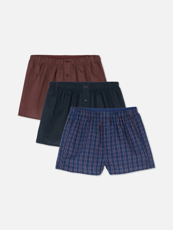 Primark 3-Pack Mixed Design Boxer Shorts Burgundy Sale