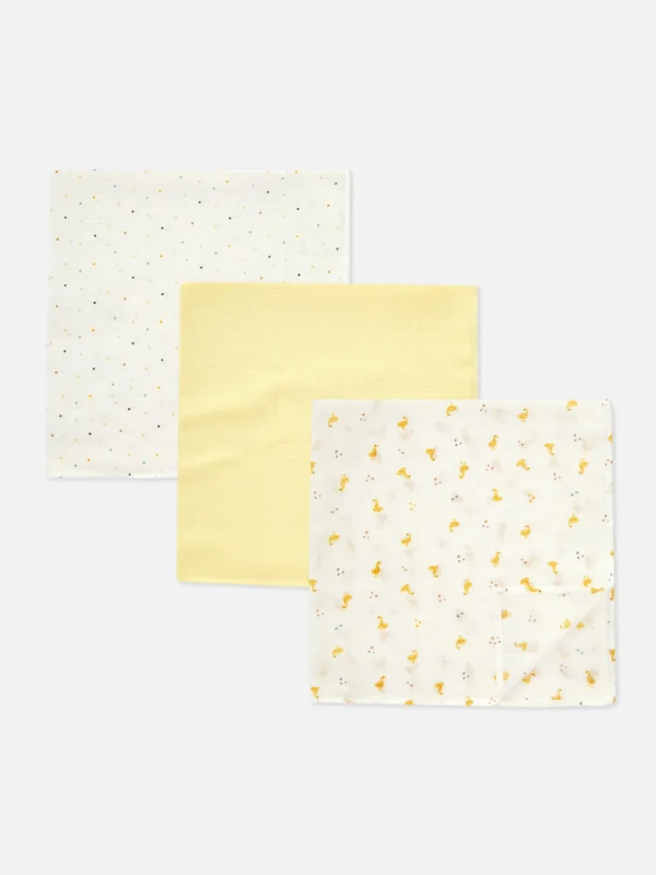 Primark 3-Pack Mixed Muslin Squares White Hot