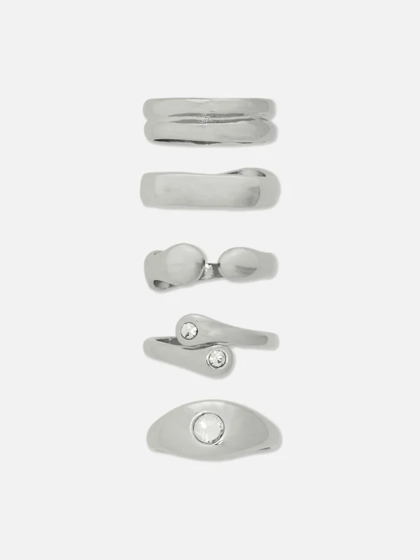 Primark 5-Pack Multi Chunky Rings White Cheap