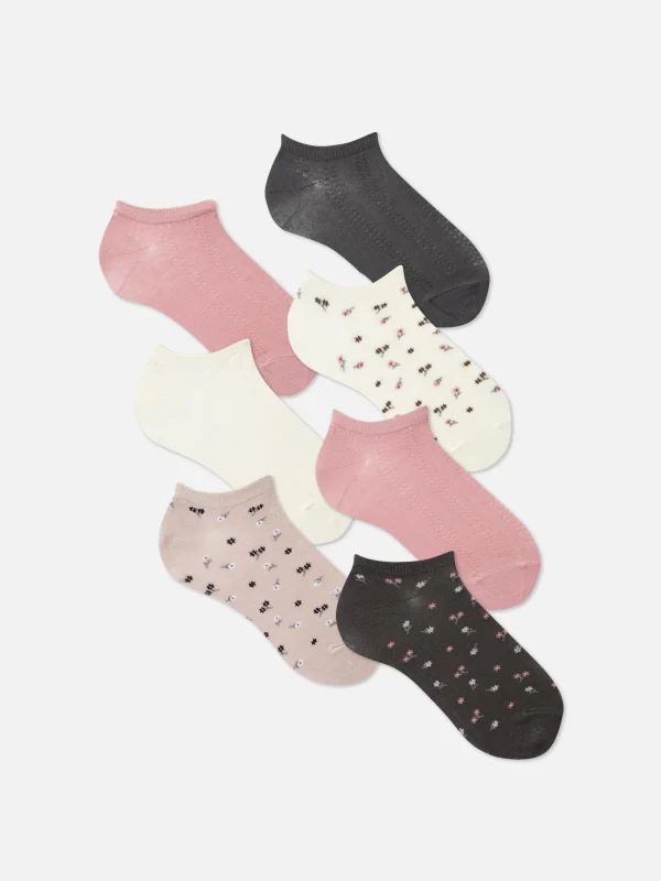 Primark 7-Pack Multi Pattern Ankle Socks Green Discount