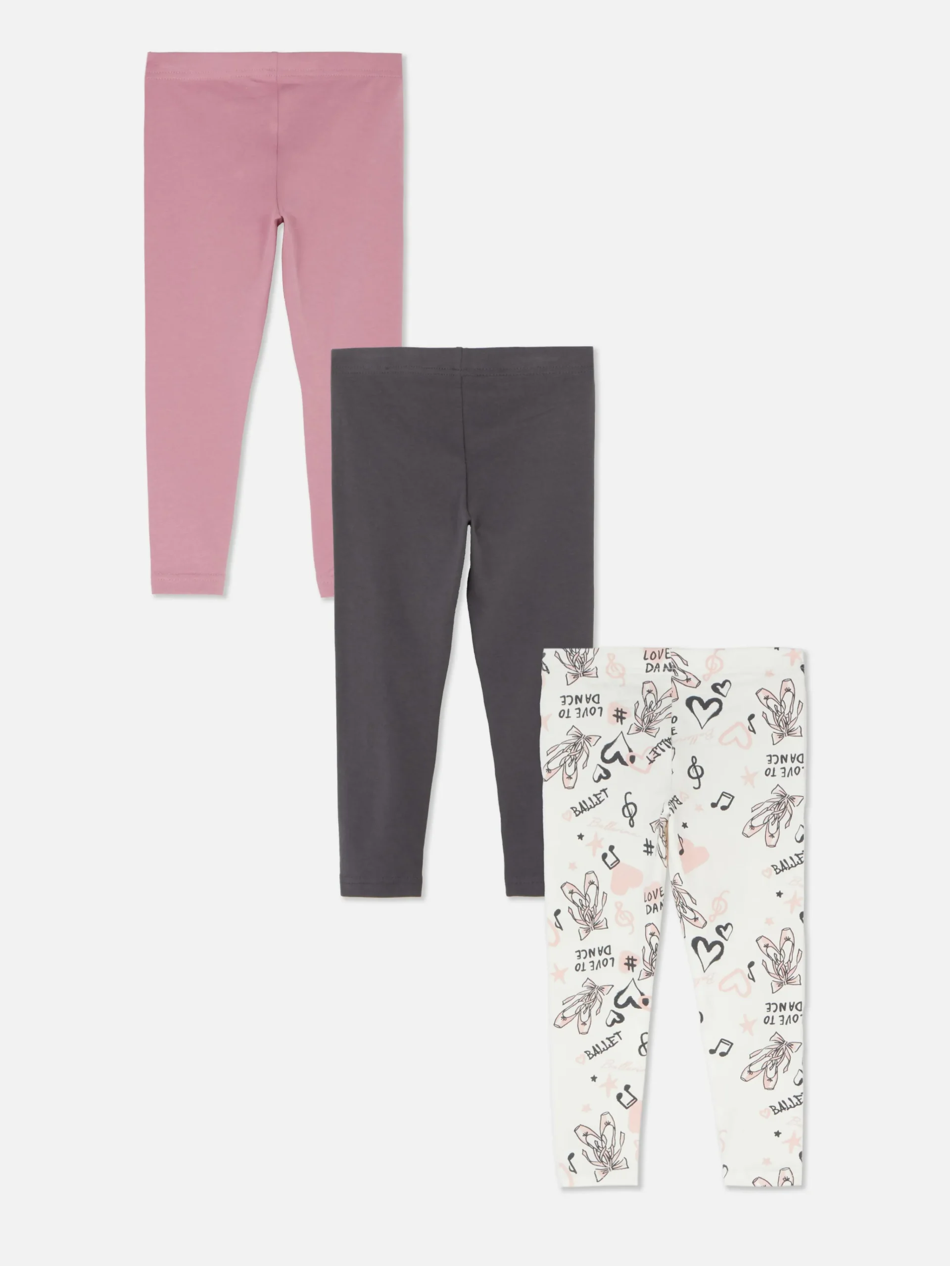 Primark 3-Pack Multi Print Leggings Charcoal Shop