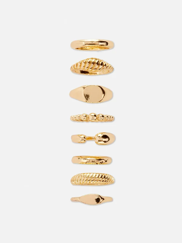 Primark 8-Pack Multi Rings Yellow Hot
