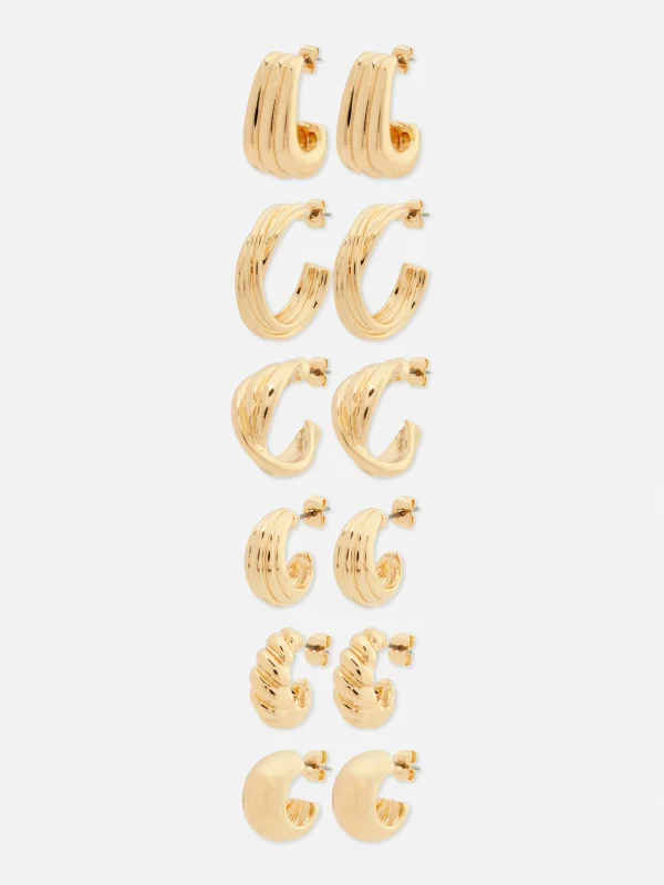 Primark 6-Pack Multi Twisted Hoop Earrings Yellow Discount