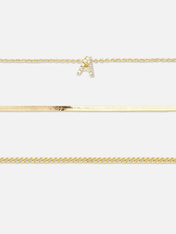 Primark 3-Pack Rhinestone Initial Bracelets Yellow Sale