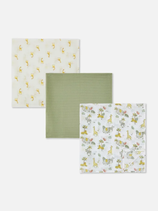 Primark 3-Pack Safari Burp Cloths Multi Discount