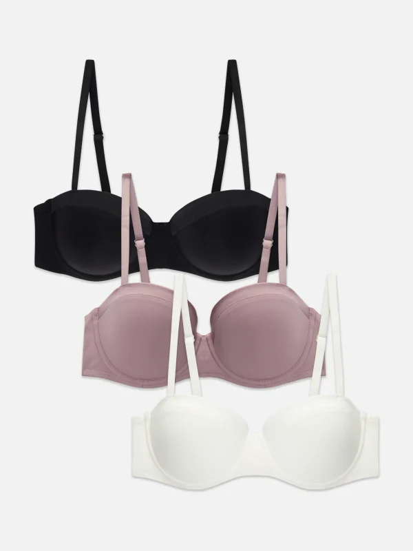 Primark 3-Pack Satin Trim Balcony Bras Black Discount