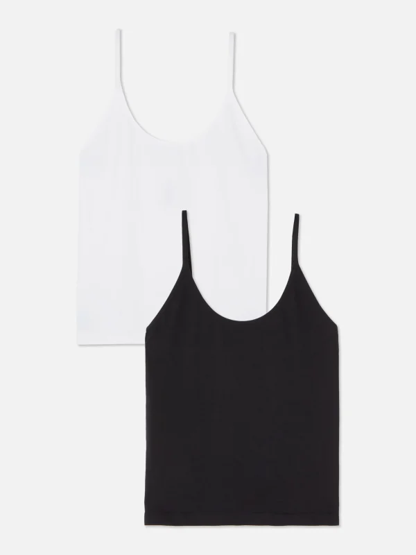 Primark 2-Pack Scoop Neck Camis Black/White Cheap