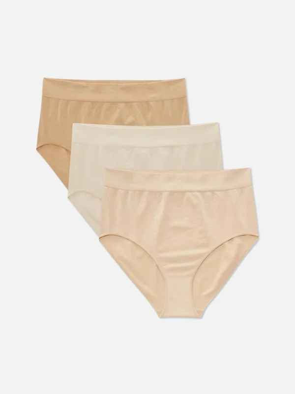 Primark 3-Pack Seamless Ribbed Full Briefs Mocha Best Sale