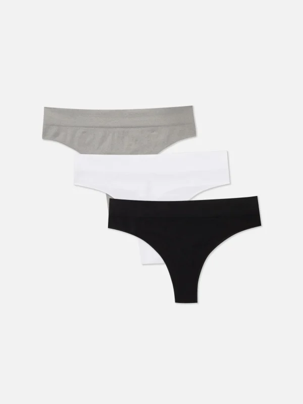 Primark 3-Pack Seamless Thongs Black/White Cheap