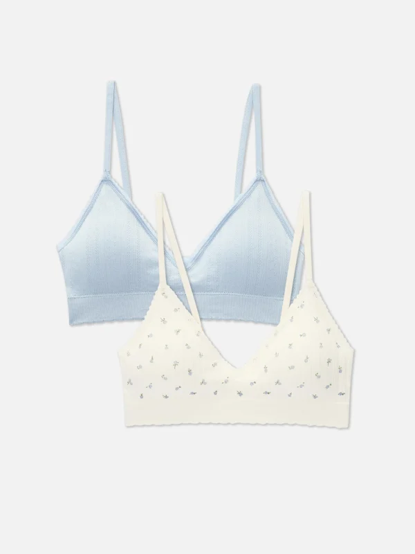 Primark 2-Pack Seamless Triangle Bralettes Blue Fashion