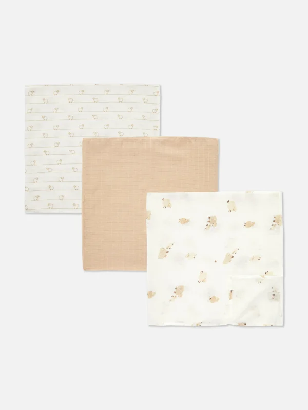 Primark 3-Pack Sheep Burp Cloths Taupe Fashion