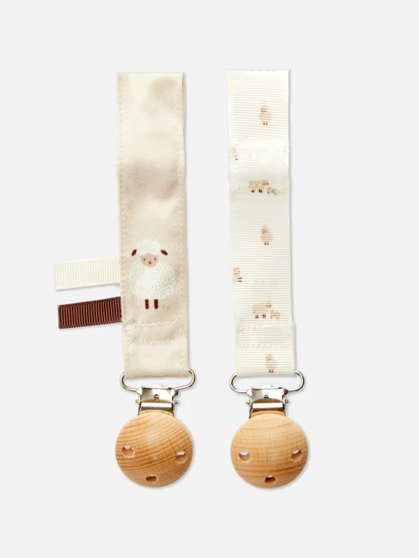 Primark 2-Pack Sheep Soother Clips Taupe New