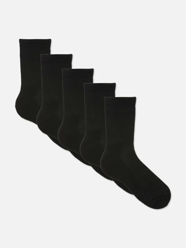 Primark 5-Pack Sports Crew Socks Black Best Sale