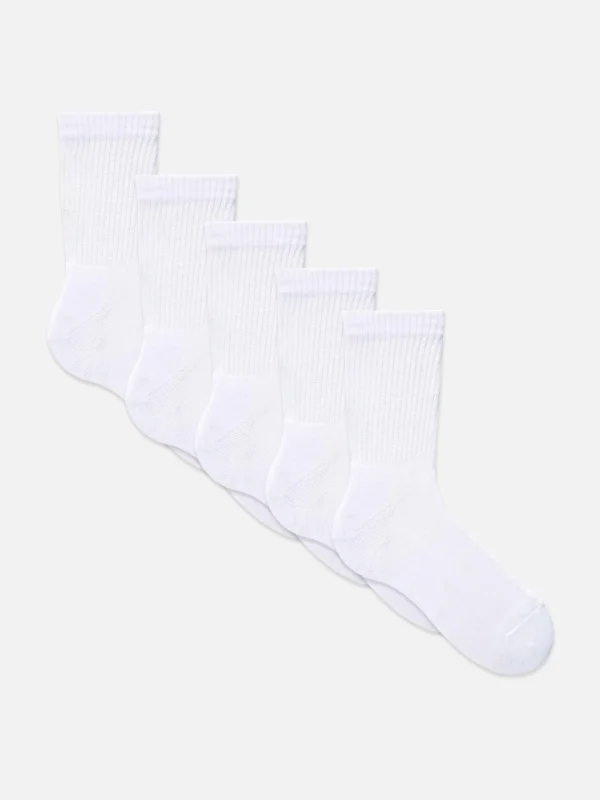 Primark 5-Pack Sports Crew Socks White Discount