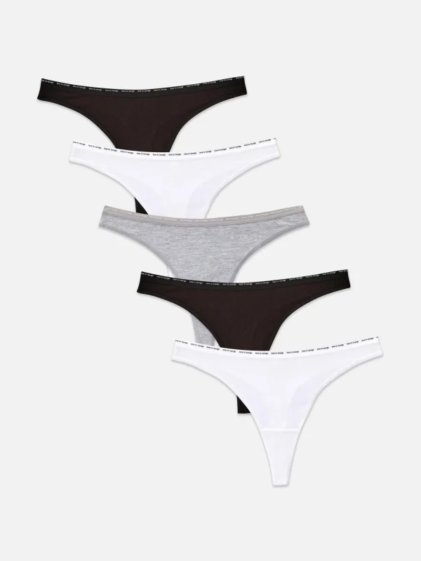 Primark 5-Pack Stretch Thongs Black Best