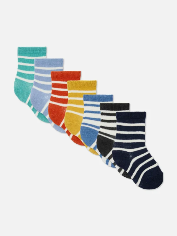 Primark 7-Pack Striped Socks Multi New