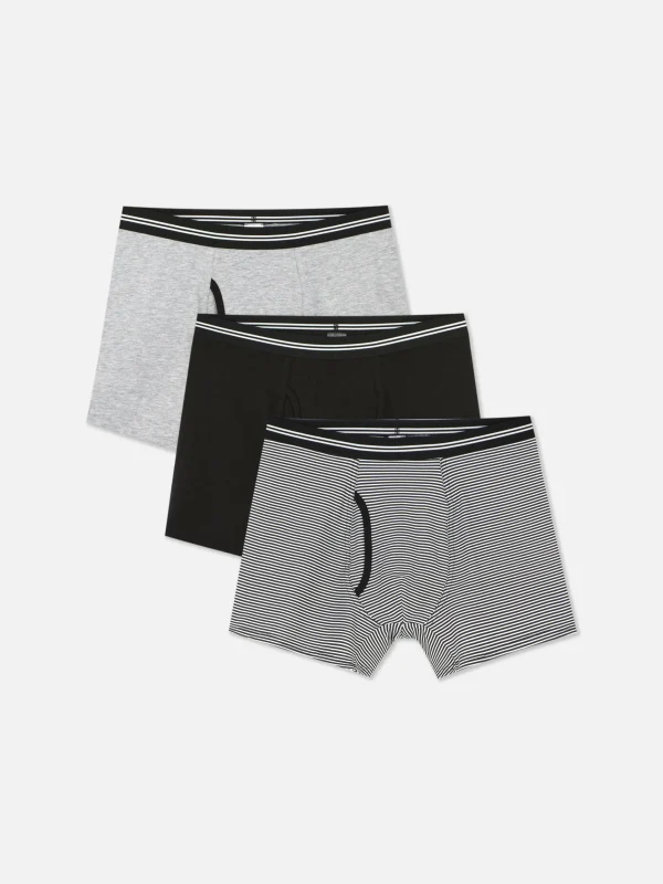 Primark 3-Pack Striped Waistband Boxer Briefs Black Outlet