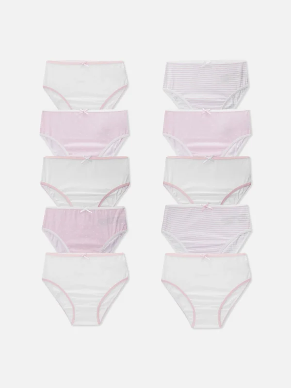 Primark 10-Pack Stripes And Stars Print Briefs Pink Best Sale