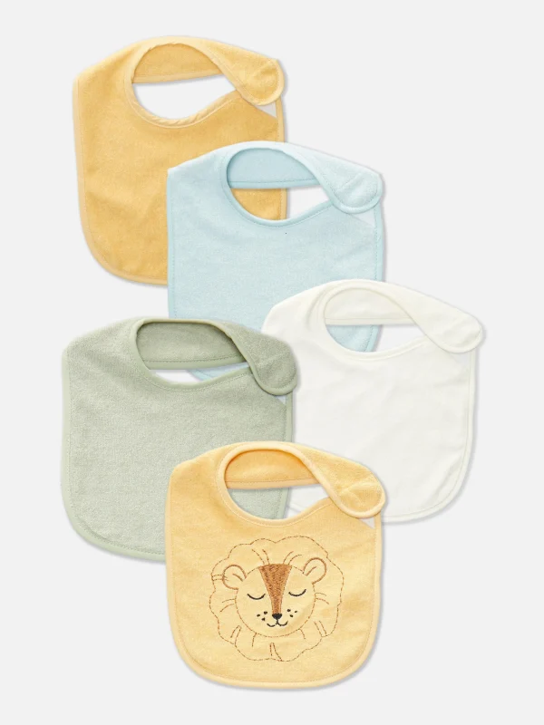 Primark 5-Pack Terry Cloth Bibs Blue Clearance