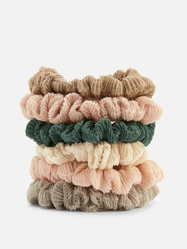 Primark 6-Pack Textured Micro Scrunchies Olive Shop