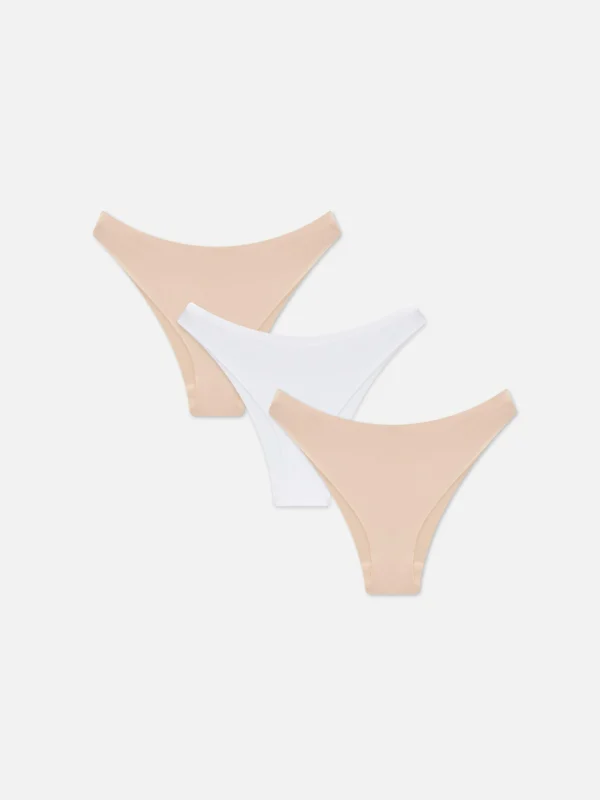 Primark 3-Pack Tonal Invisible Brazilian Briefs White/Taupe Sale