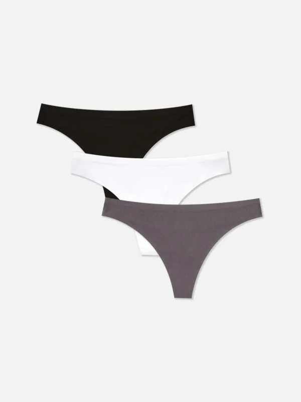 Primark 3-Pack Tonal Invisible Thongs Black Sale