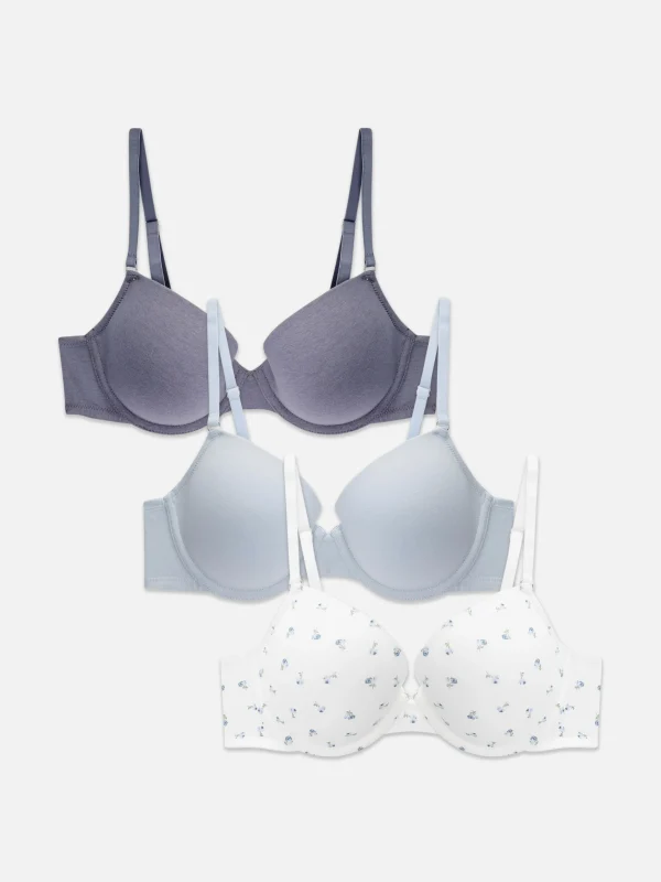 Primark 3-Pack T-Shirt Bras Blue New