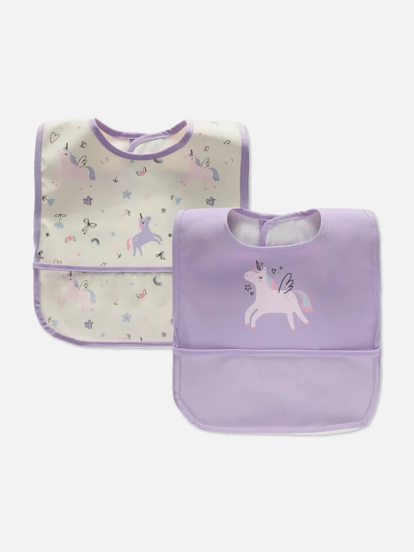 Primark 2-Pack Unicorn Wrap Neck Bibs Purple Cheap