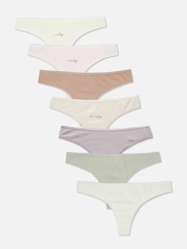 Primark 7-Pack Weekday Thongs Multi Discount