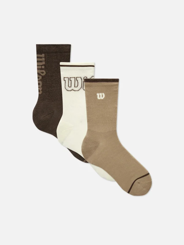 Primark 3-Pack Wilson Cushioned Crew Socks Brown Cheap