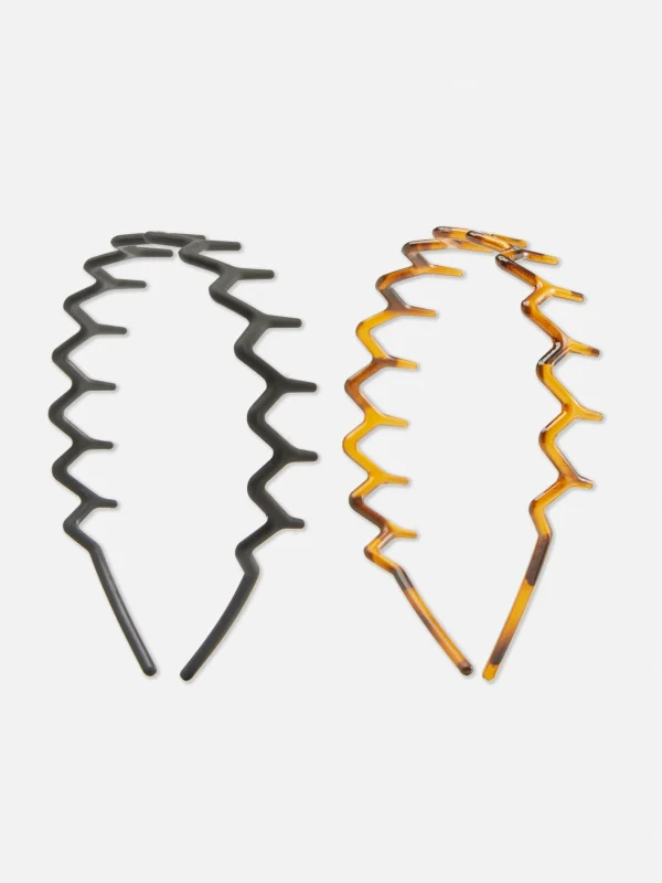 Primark 2-Pack Zigzag Headbands Brown Shop