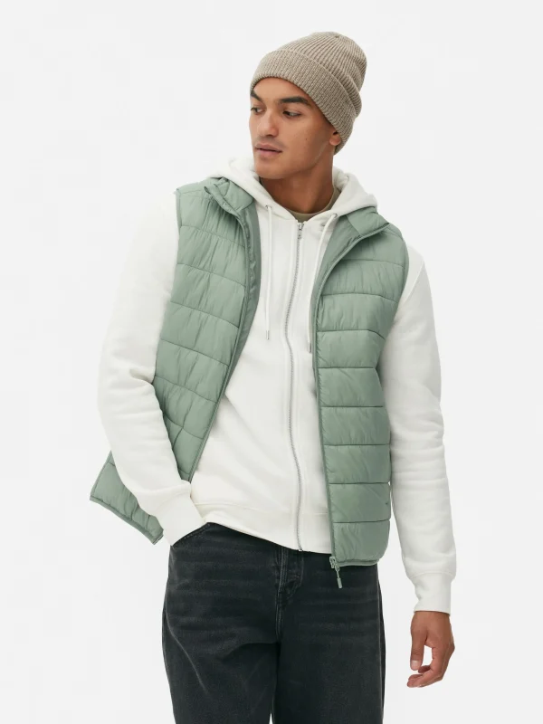 Primark Padded Zip Vest Light Green Online