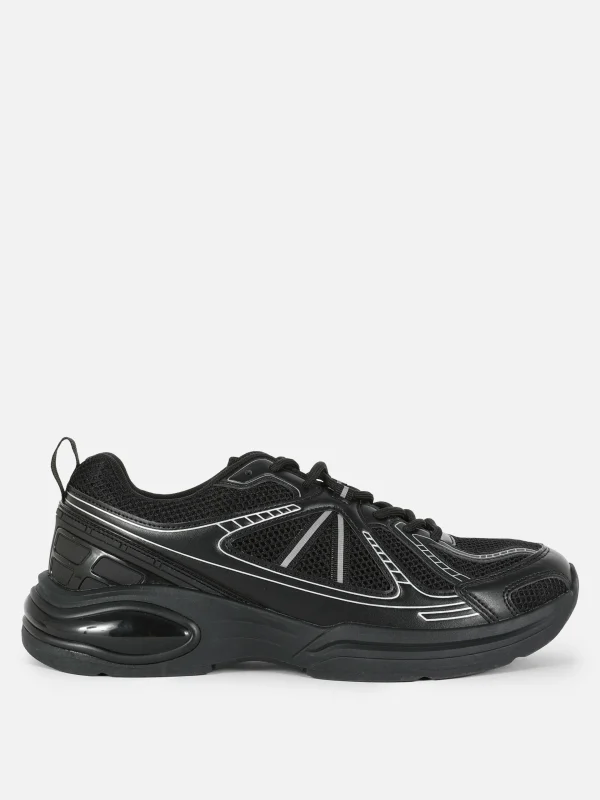 Primark Paneled Low-Top Sports Sneakers Black Outlet