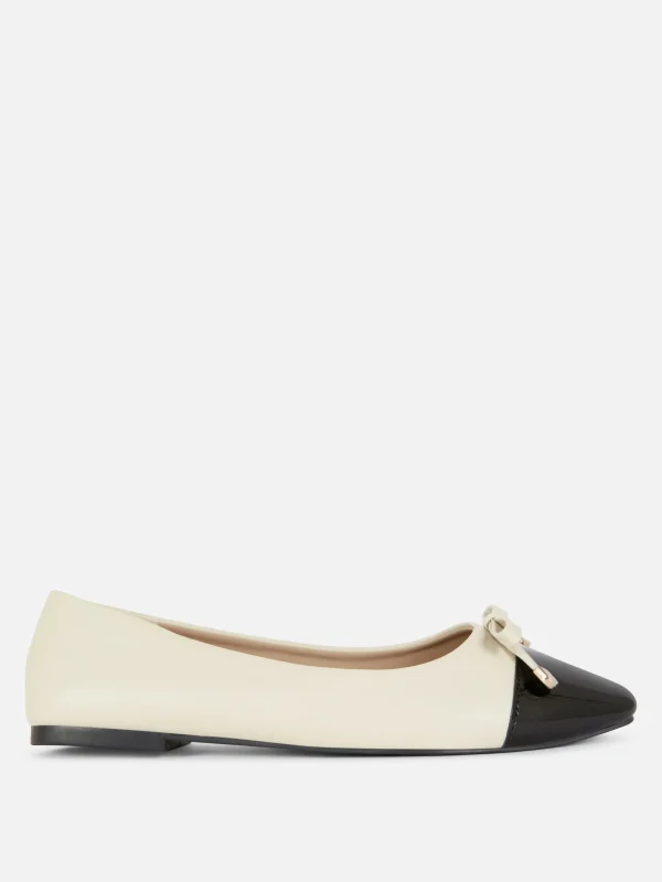 Primark Patent Toe Ballet Flats Ivory Cheap