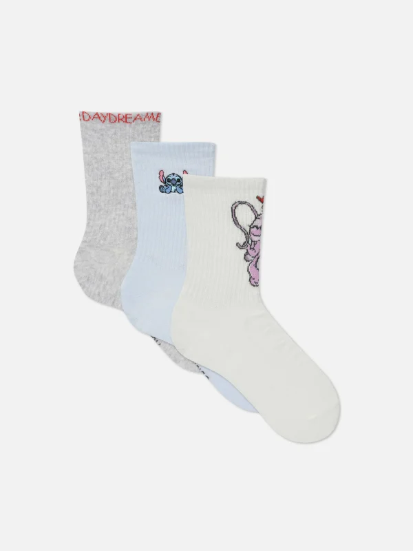 Primark 3pk Disney’s Stitch Crew Socks Blue Fashion