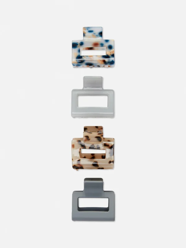 Primark 4pk Rectangle Bulldog Hair Clips Blue Store