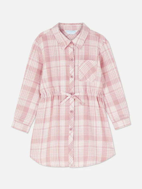 Primark Plaid Shirt Dress Pink Discount