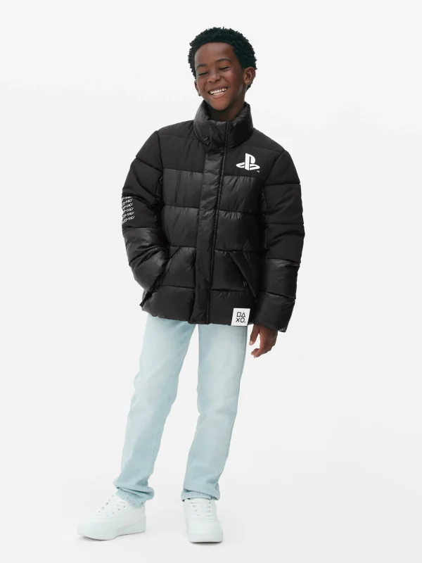 Primark PlayStation Puffer Jacket Black New