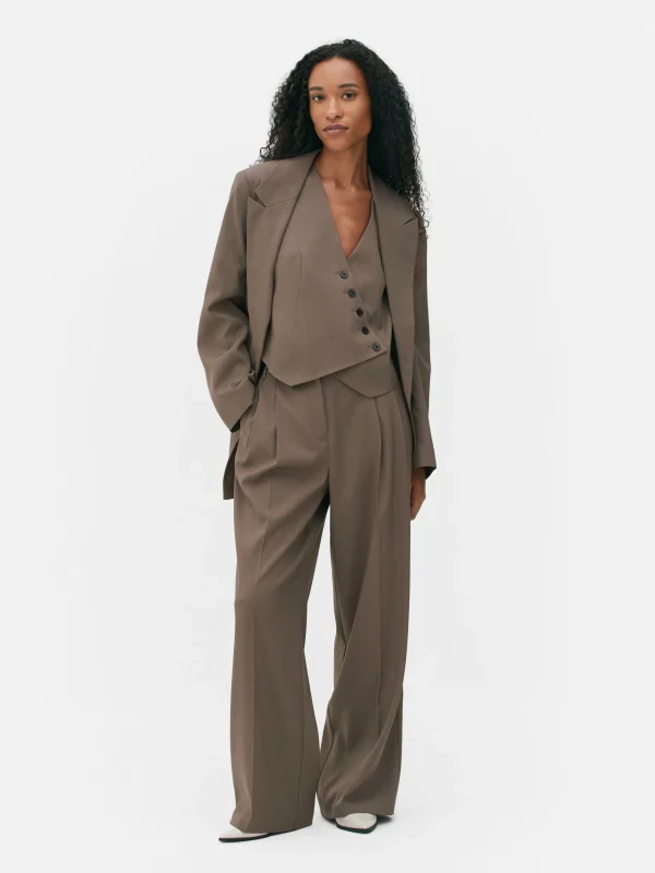 Primark Pleated Tailored Pants Mocha Discount