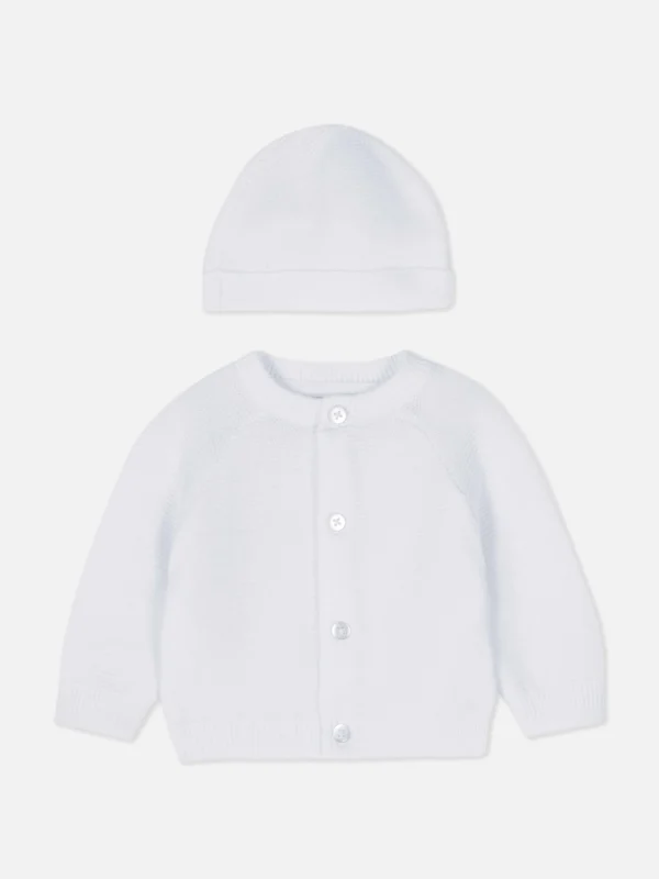 Primark Premature Cardigan And Hat Set White Discount