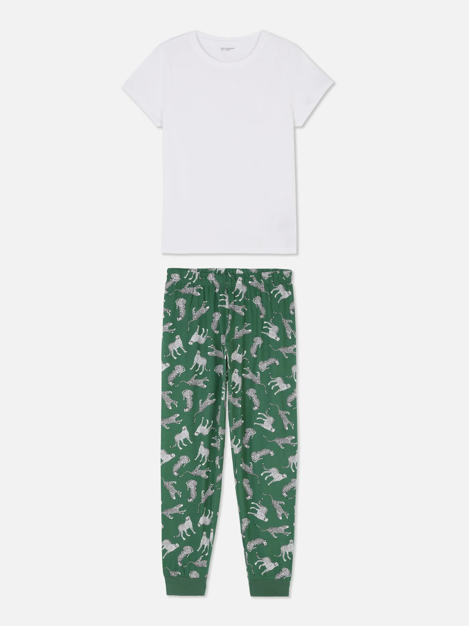 Primark Printed Jersey Short Sleeve Pajamas Green Shop