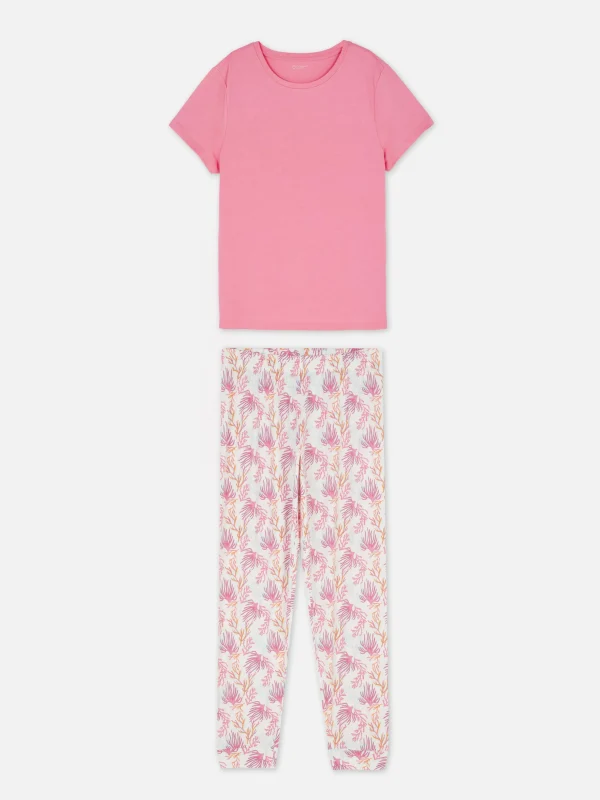 Primark Printed Short Sleeve Pajamas Light Pink Cheap