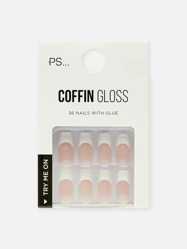 Primark PS Glossy French Jewel Faux Nails Nude Cheap
