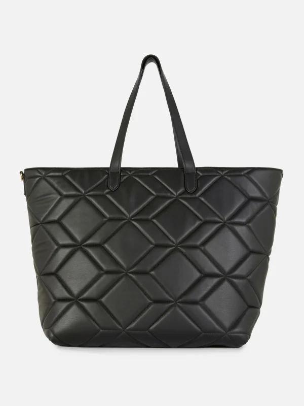 Primark Quilted Faux Leather Shopper Black Clearance